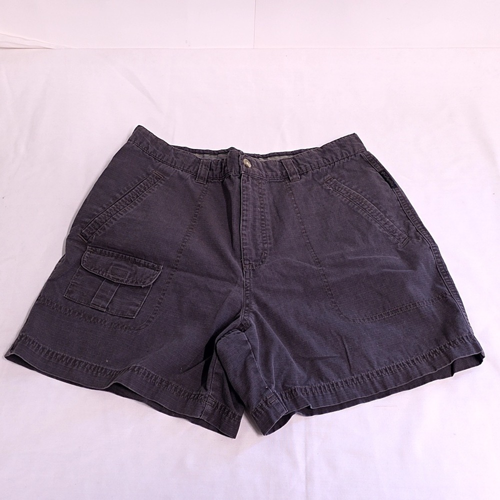 Columbia Hiking Shorts Womens 12 Charcoal Grey 5in Inseam Cotton Cargo Ripstop